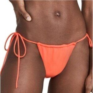 NWT Good American Orange Neon Coral Tiny Ties Swim Bikini Bottoms Size 4/XL